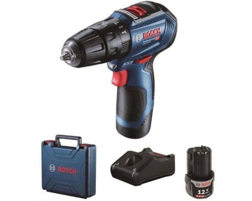 Акумуляторний ударний дриль-шуруповерт Bosch GSB 12V-30 (12 В, 2х2 А*год, 30 Н*м) (06019G9100)