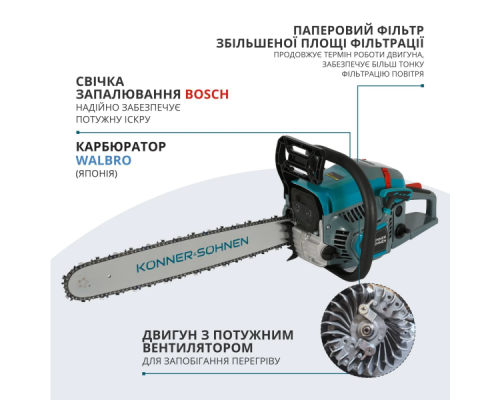 Бензопила Konner&Sohnen KS CS31G-20 (3.1 к.с., 500 мм)