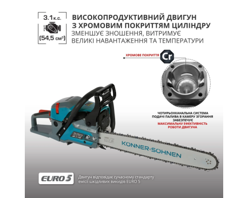 Бензопила Konner&Sohnen KS CS31G-20 (3.1 к.с., 500 мм)