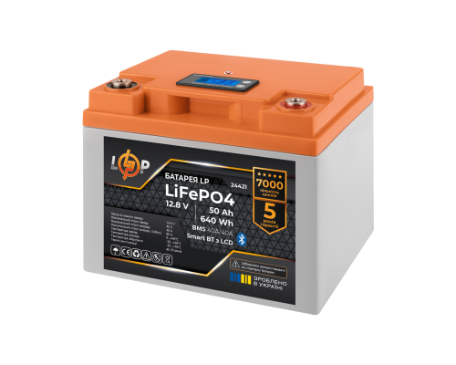Акумулятор LP LiFePO4 12,8V - 50 Ah (640Wh) (BMS 40A/40А) пластик LCD Smart BT 