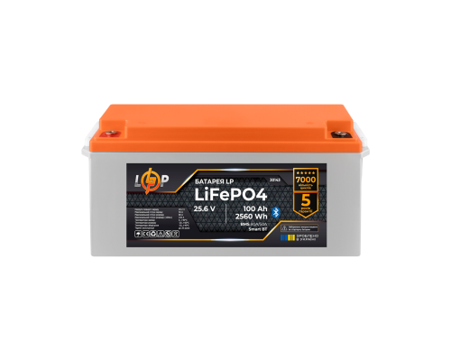 Акумулятор LP LiFePO4 25,6V - 100 Ah (2560Wh) (BMS 80А/50) пластик Smart BT 