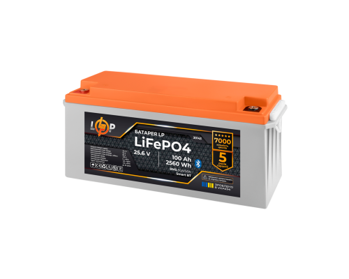 Акумулятор LP LiFePO4 25,6V - 100 Ah (2560Wh) (BMS 80А/50) пластик Smart BT 