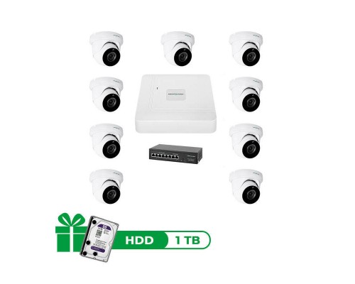 Комплект відеоспостереження на 9 камер GV-IP-K-W77/09 5MP 