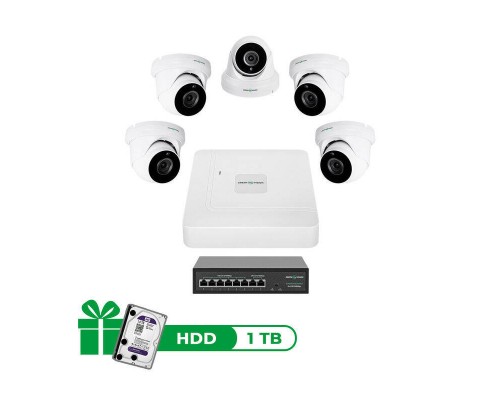 Комплект відеоспостереження на 5 камер GV-IP-K-W82/05 5MP 