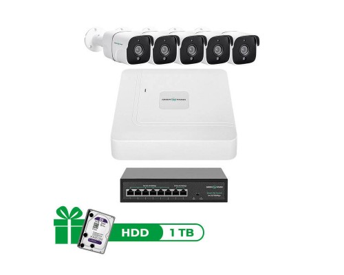 Комплект відеоспостереження на 5 камер GV-IP-K-W87/05 5MP 