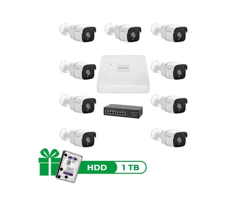Комплект відеоспостереження на 9 камер GV-IP-K-W78/09 5MP 