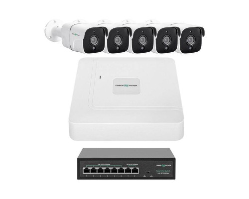 Комплект відеоспостереження на 5 камер GV-IP-K-W87/05 5MP 