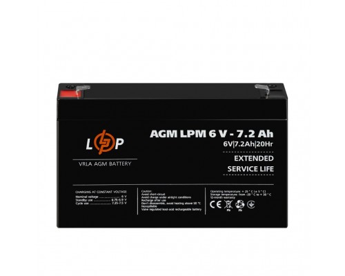 Розпродаж (3859) Акумулятор AGM LPM 6V - 7,2 Ah 09/2023 