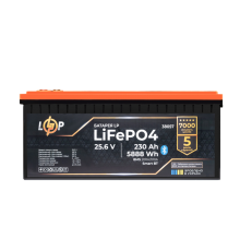 Акумулятор LP LiFePO4 25,6V - 230 Ah (5888Wh) (BMS 200A/100А) пластик Smart BT