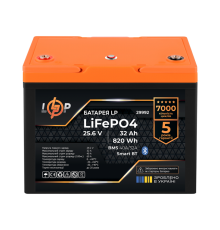 Акумулятор LP LiFePO4 25,6V - 32 Ah (820Wh) (BMS 40A/32А) пластик Smart BT
