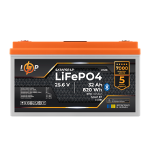 Акумулятор LP LiFePO4 25,6V - 32 Ah (820Wh) (BMS 40А/32A) пластик LCD Smart BT