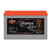Акумулятор LP LiFePO4 12,8V - 100 Ah (1280Wh) (BMS 100A/50А) пластик LCD Smart BT