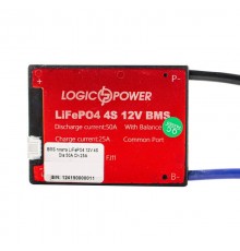 BMS плата LiFePO4 12V 4S Dis 50A Ch 25A