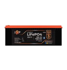 Акумулятор LP LiFePO4 25,6V - 280 Ah (7168Wh) (BMS 200A/200А) пластик Smart BT