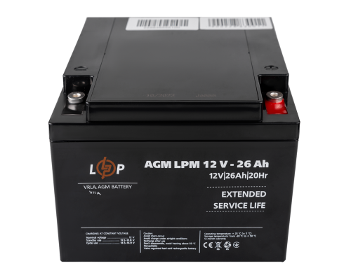 Акумулятор AGM LPM 12V - 26 Ah під болт М5 