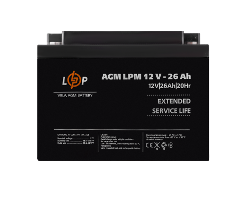 Акумулятор AGM LPM 12V - 26 Ah під болт М5 