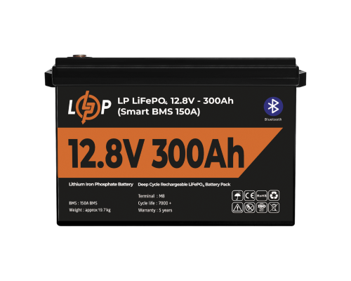 Акумулятор LP LiFePO4 12,8V - 300 Ah (3840Wh) (Smart BMS 200А) з BT пластик 