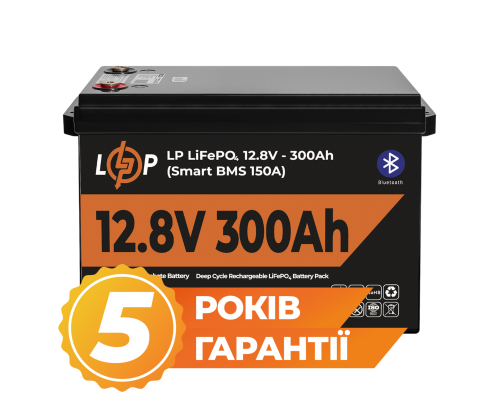 Акумулятор LP LiFePO4 12,8V - 300 Ah (3840Wh) (Smart BMS 200А) з BT пластик 