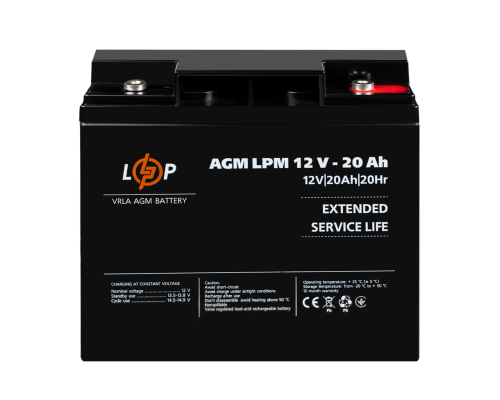 Акумулятор AGM LPM 12V-20 Ah під болт М5 