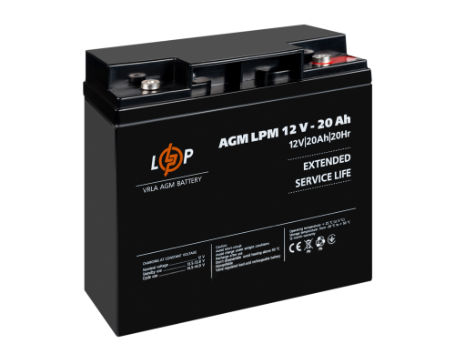 Акумулятор AGM LPM 12V-20 Ah під болт М5 