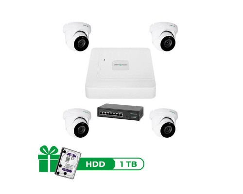 Комплект відеоспостереження на 4 камери GV-IP-K-W74/04 5MP 