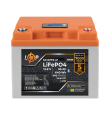 Акумулятор LP LiFePO4 12,8V - 50 Ah (640Wh) (BMS 80А/50A) пластик LCD Smart BT