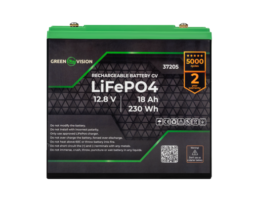 Акумулятор GV LiFePО4 12V (12,8V) - 18 Ah (230Wh) 