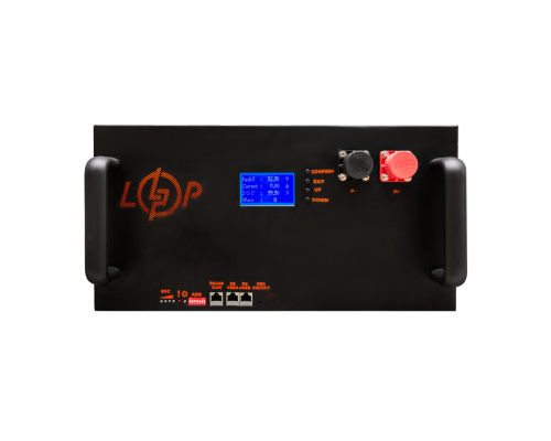 Акумулятор LP LiFePO4 51,2V - 100 Ah (5120Wh) (BMS 200A/100А) з LCD метал Smart RM RS485/CAN 