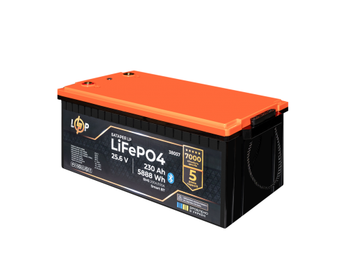 Акумулятор LP LiFePO4 25,6V - 230 Ah (5888Wh) (BMS 200A/100А) пластик Smart BT 