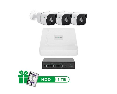 Комплект відеоспостереження на 3 камери GV-IP-K-W86/03 5MP 