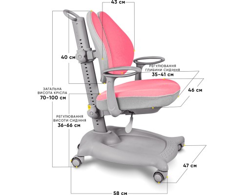 Крісло дитяче ErgoKids GT Y-404 ortopedic pink 