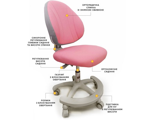 Крісло дитяче ErgoKids GT Y-401 ortopedic pink 