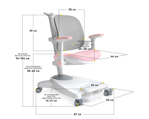Дитяче крісло Mealux Supra Air Pink Grey (арт.Y-108 KPG) 