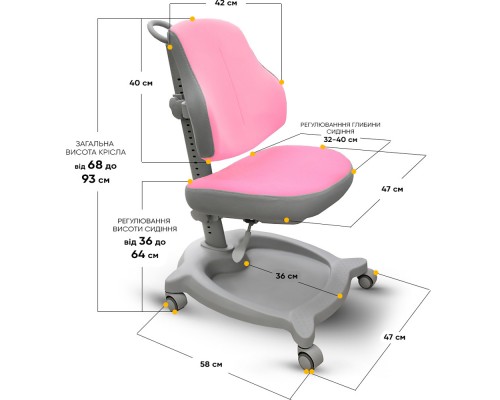 Крісло дитяче ErgoKids GT Y-402 ortopedic pink 