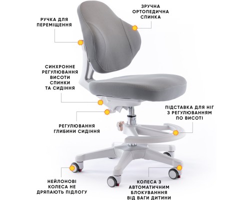Дитяче крісло Evo-Kids Mio Classic Grey (арт.Y-405 G) 