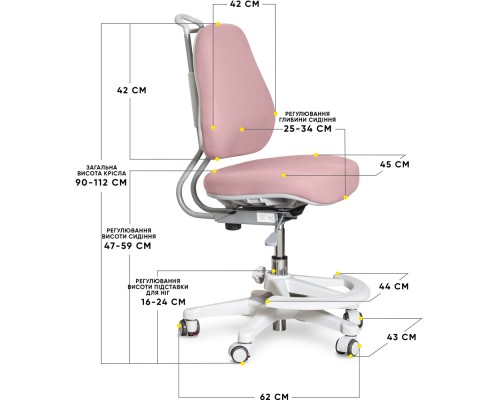 Дитяче крісло Evo-Kids Mio Ergo Lite Dark Pink (арт. Y-507 Lite DP) 