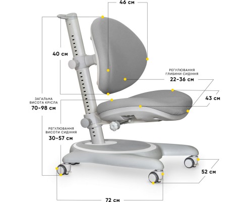 Дитяче крісло Mealux Ortoback Grey (арт.Y-508 G) 