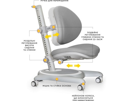 Дитяче крісло Mealux Ortoback Grey (арт.Y-508 G) 