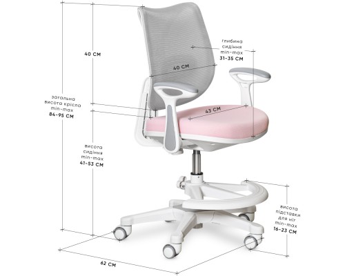 Дитяче крісло Mealux Y-312 Pink Grey (арт.Y-312 KPG) 
