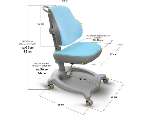 Крісло дитяче ErgoKids GT Y-402 ortopedic blue 