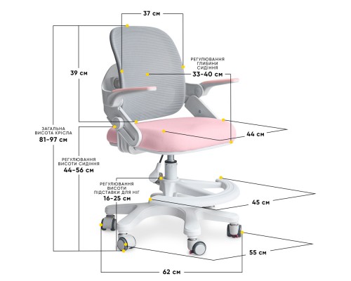 Крісло Mealux Neo Air Pink Grey (арт.Y-308 KPG) 