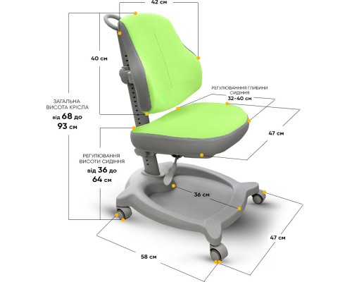Крісло дитяче ErgoKids GT Y-402 ortopedic green 