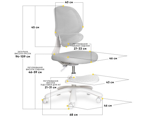 Дитяче крісло Evo-Kids Sirius Air Grey (арт.Y-605 G) 