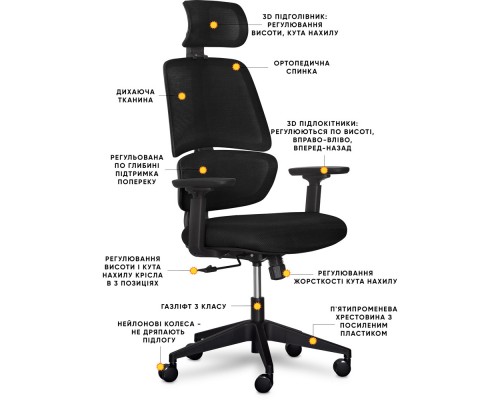 Крісло Mealux Leo Air Black (арт.Y-543 KB) 