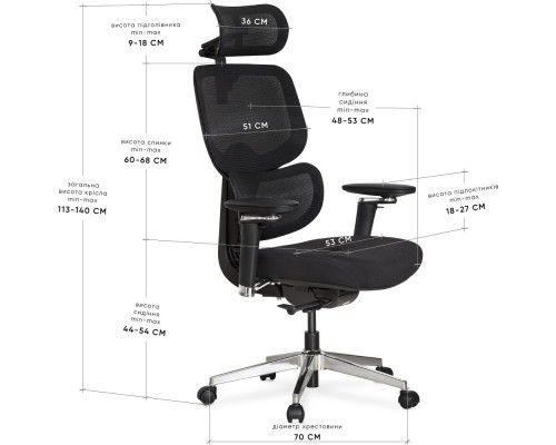 Крісло Mealux D2 Air Fabric Black (арт. HF-D2 F/B) 