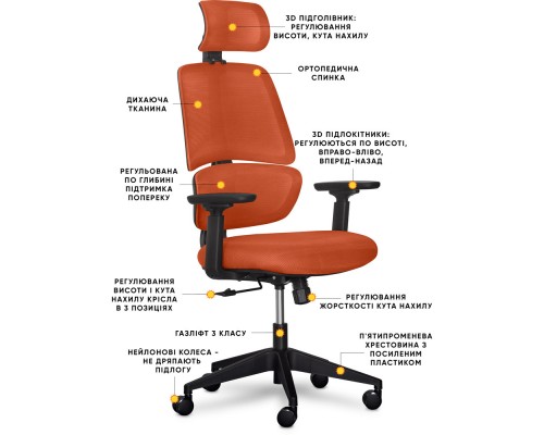 Крісло Mealux Leo Air Orange (арт.Y-543 KBY) 