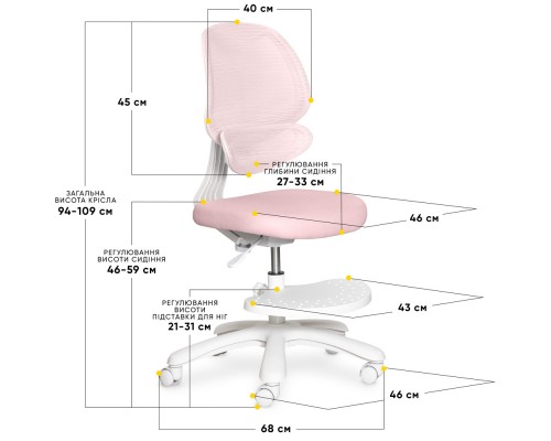 Дитяче крісло Evo-Kids Sirius Air Pink (арт.Y-605 KP) 