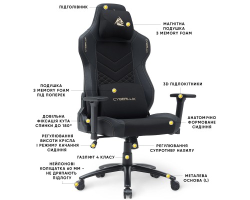 Геймерське крісло Cyberlux Poseidon Black (арт. GM-415 B) 