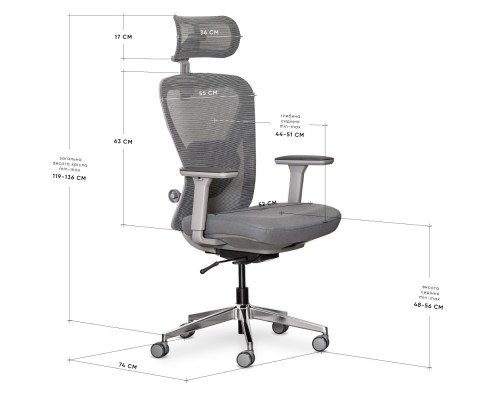Крісло Mealux Q1 Air Fabric Grey (арт. HF Q-1 F/G) 
