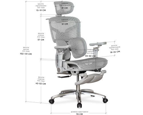 Крісло Mealux S2 Air Plus Grey (арт. HF-S2 M/G) 
